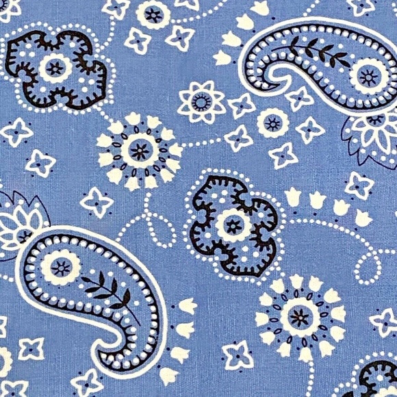 1+1 YD Cowboy Bandana Cotton Fabric Western 2004 Blank Textiles Blue White Quilt - Picture 3 of 10